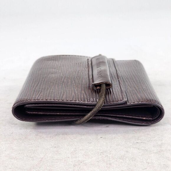 Louis Vuitton Epi Porte Monnaie Elastic Trifold Wallet Brown Leather Card Holder - Picture 3 of 14